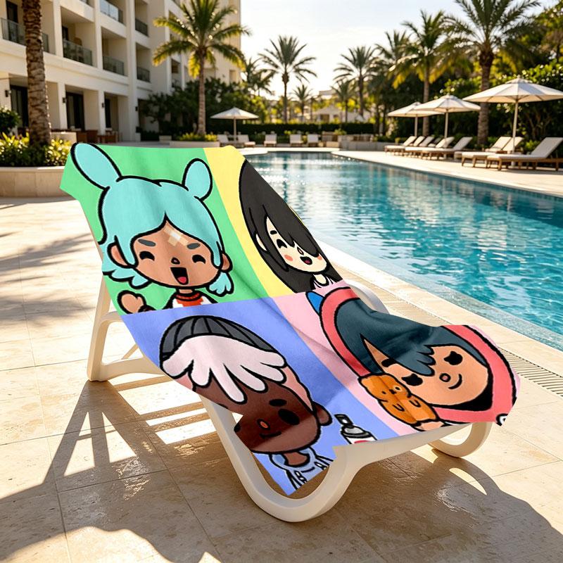 Toca Life world Print Beach Towel Design, Soft, Lightweight. for Home Bathroom, Spa, Pool, Yoga, Surfing, Camping, Gift for Family, Friend