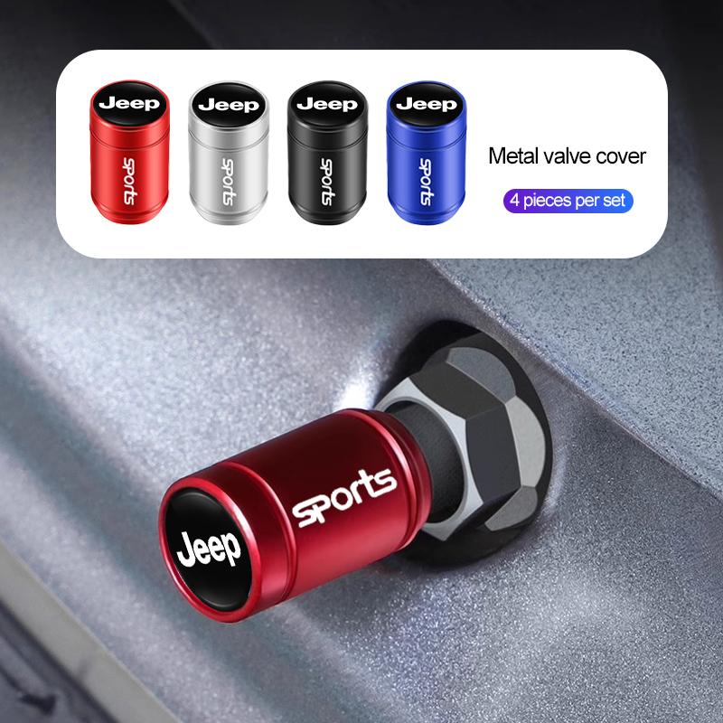 4Pcs Car Wheel Tire Valve Caps Metal Waterproof Dust Covers For Jeep Grand Cherokee Wrangler JK Gladiator Compass Renegade Wagon KUBEL1