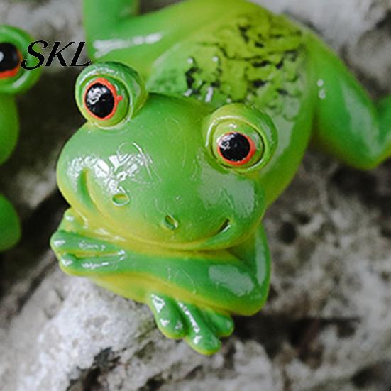 Outdoor Miniature Decoration Micro Landscape Ornament, Frog Design Resin Figurine, Hand Painted Waterproof Vivid Decor Garden for Succulent