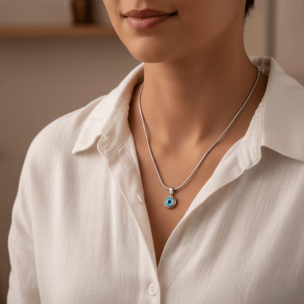 Waterproof Eye Necklace Titanium Demon Eye Earrings Blue Eyes Choker Chain Lucky Jewelry