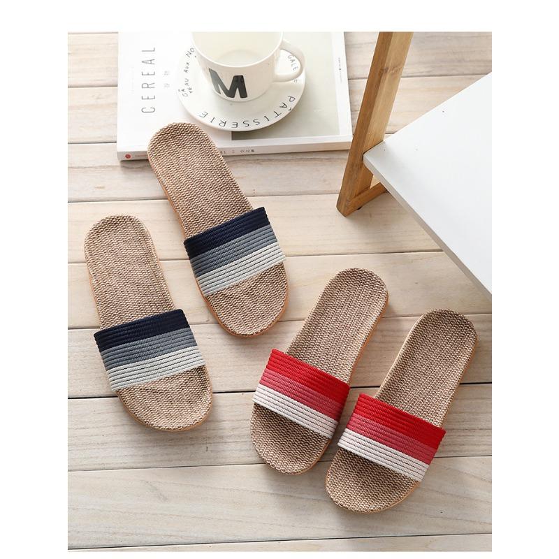 Новые летние тапочки из льна с мягкой нескользящей подошвой