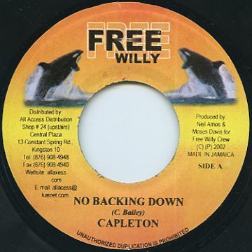 7-дюймовая пластинка CAPLETON / JAH THUNDER - No Backing Down / Wanna Be NONE Free Willy 2002 Ямайка Регги, Ска и Даб Б/У