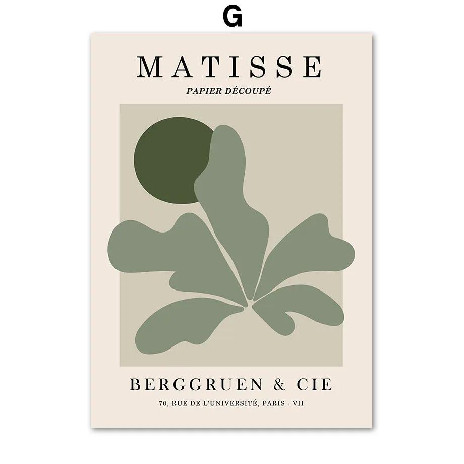Matisse Green Leaf Coral Geometry Flower Market Posters And Prints Wall Art Canvas Painting For Living Room Decorative Pictures