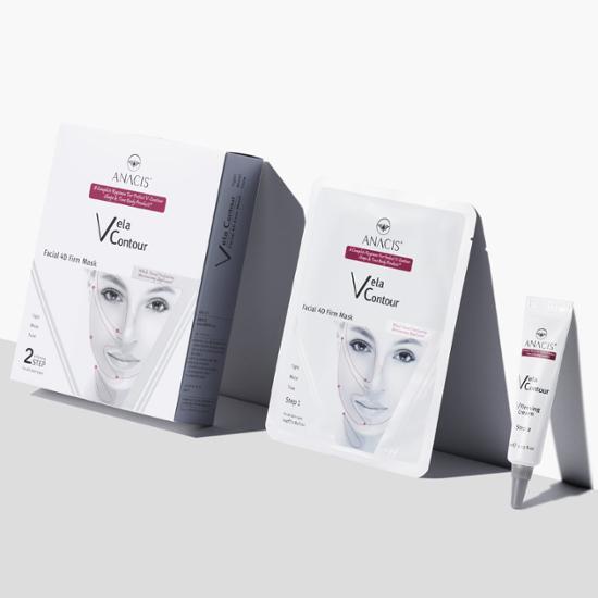 Коллагеновая маска-пленка ANACIS Bella Contour 4D Firm (5 листов) (+ 7 г подтягивающего крема в комплекте)