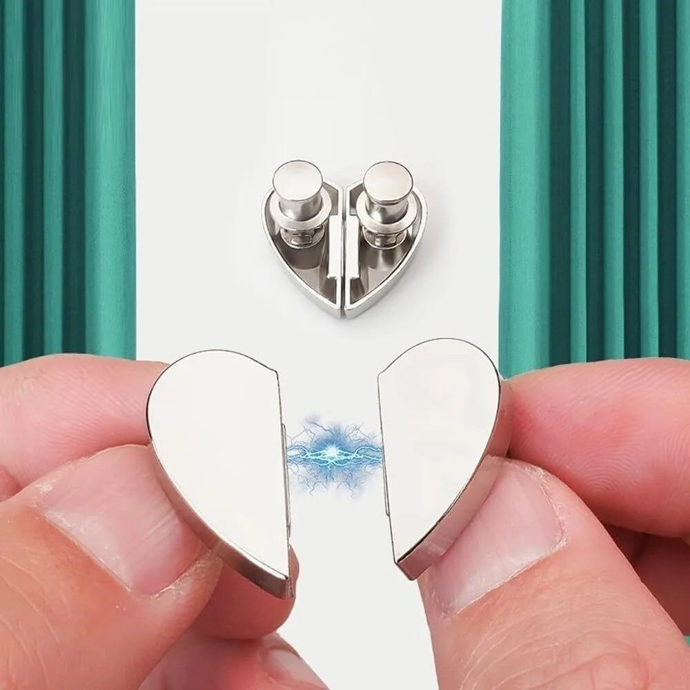 8PCS Anti-Slip Magnetic Curtain Buckle Heart-Shaped Detachable Snap Hooks Curtain Clips Bathroom