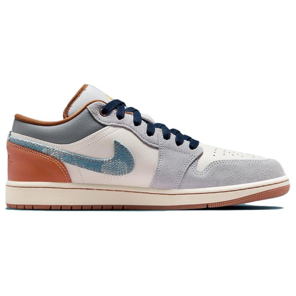 Air Jordan 1 Low SE Repaired Denim Swoosh Men Sneakers Cream Phantom Coconut-Milk FZ5042-041