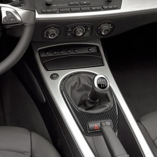 Black Soft Carbon Fiber Car Central Manual Gear Shift Bottom Cover For BMW Z4 03