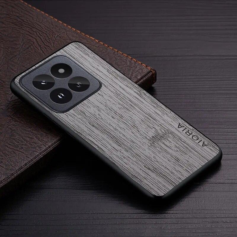 Чехол для Xiaomi 14 Pro Ultra 5G, чехол из бамбукового дерева с рисунком, кожаный роскошный чехол для xiaomi 14 pro, чехол