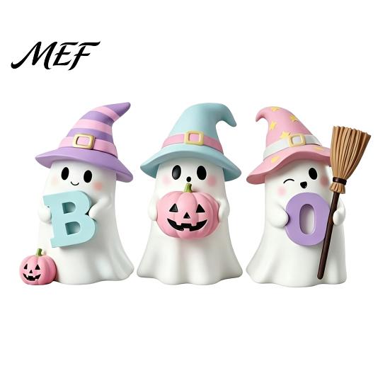 Fun Halloween Desk Accessories Ghost Figurine, Resin Spooky Cute Statue, Funny Creepy Collectible Art Figurines Tabletop Ornament for Home Shelf