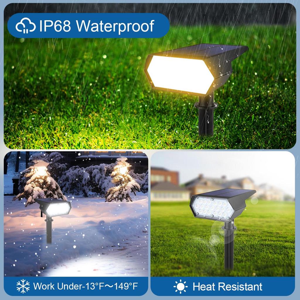 Солнечный перезаряжаемый светодиодный прожектор для газона, уличный сад, от заката до рассвета, освещение для дорожек на заднем дворе, патио, ландшафтное освещение, декор