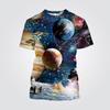 Футболки с принтом «Планета Космос» в формате 3D, уличная одежда для мужчин, повседневная одежда, свободные футболки с коротким рукавом и круглым вырезом, футболки, топы, одежда