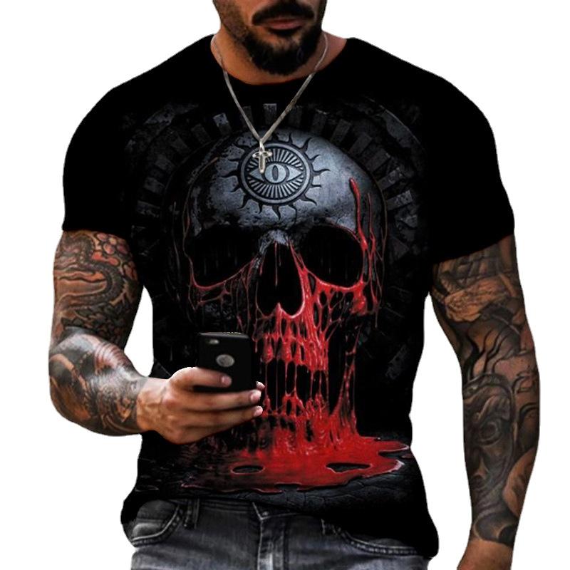 Skeleton 3D T Shirt Men O Neck Short Sleeve Summer Tops Mens Print Tee Shirts