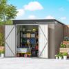 7.5 x 4.3ft Metal Garden Storage Shed, Waterproof Outdoor Shed with Triple Lockable Door, Gloves, Vents, Light Grey