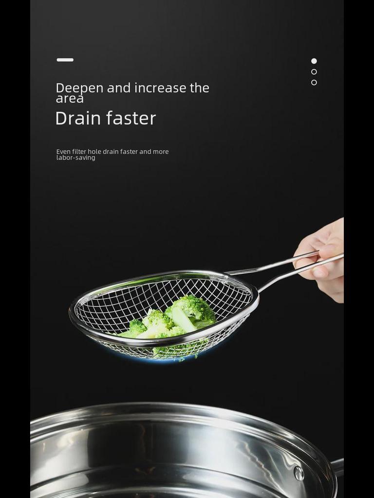 Japanese Stainless Steel Mesh Colander Spoon for Noodles, Dumplings, and Hot Pot