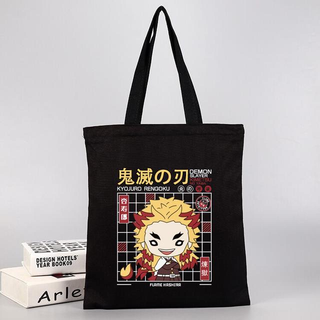 Аниме Demon Slayer Kimetsu No Yaiba сумка для покупок женская большая сумка в стиле Харадзюку парусиновая сумка через плечо Ulzzang эко сумка