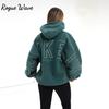 RogueWave Осень Зима Уличный Стиль Удобный Повседневный Модный Свитшот с Длинным Рукавом Худи из Овечьего Вельвета Женский Свободный Крой Оверсайз