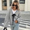 European and American autumn and winter sweaters women's fashion and sexy striped one-word collar shoulder-down knitted top