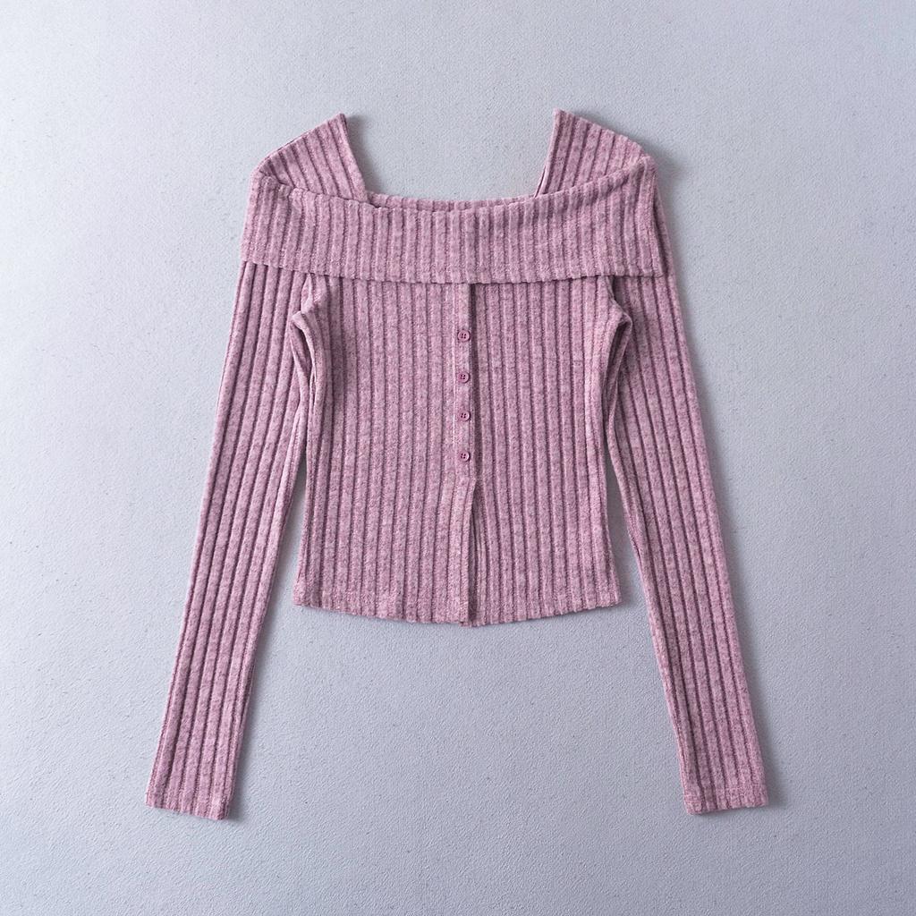 Весенняя женская однобортная блузка с квадратным вырезом и длинным рукавом