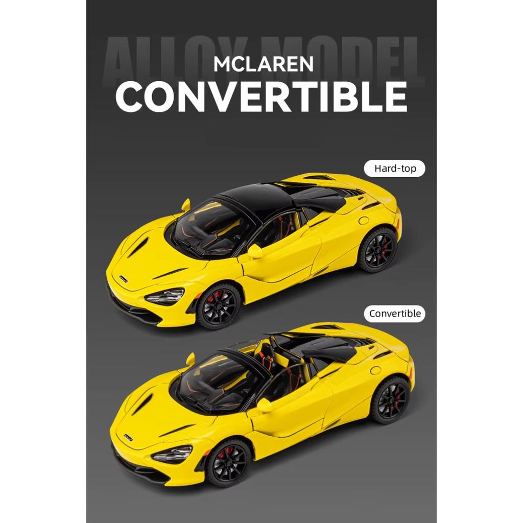 1/24 McLaren 720S литая игрушечная машинка миниатюрная модель кабриолета с инерционным механизмом звук и свет коллекция подарок для мальчиков
