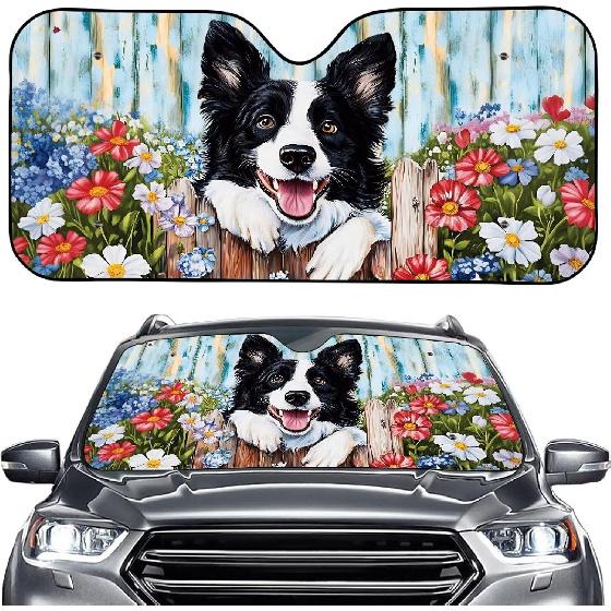 Talayituse Funny Family Dogs Print Windshield Sunshade for Car SUV Truck Foldable Uv Ray Reflector Front Window Sun Shade Visor Shield Cover