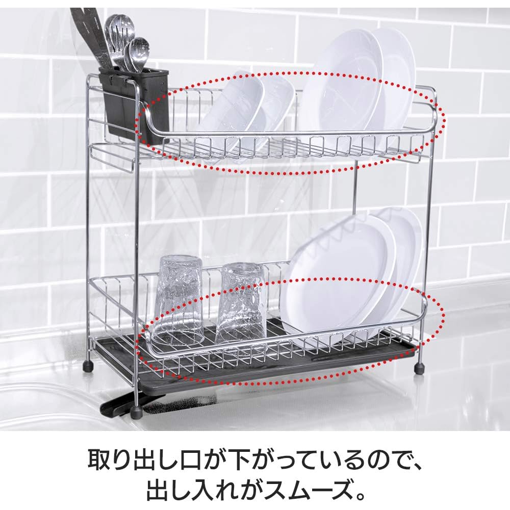 Iris Plaza SSDD-2S Slim Stainless Steel Dish Drying Rack 2-Tier Space-Saving White for Sink