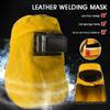 UYANGG Leather Welding Helmet Mask Solar Flip Cover Lens Breathable Leather Welding Clamshell Helmet Welder Security Protection