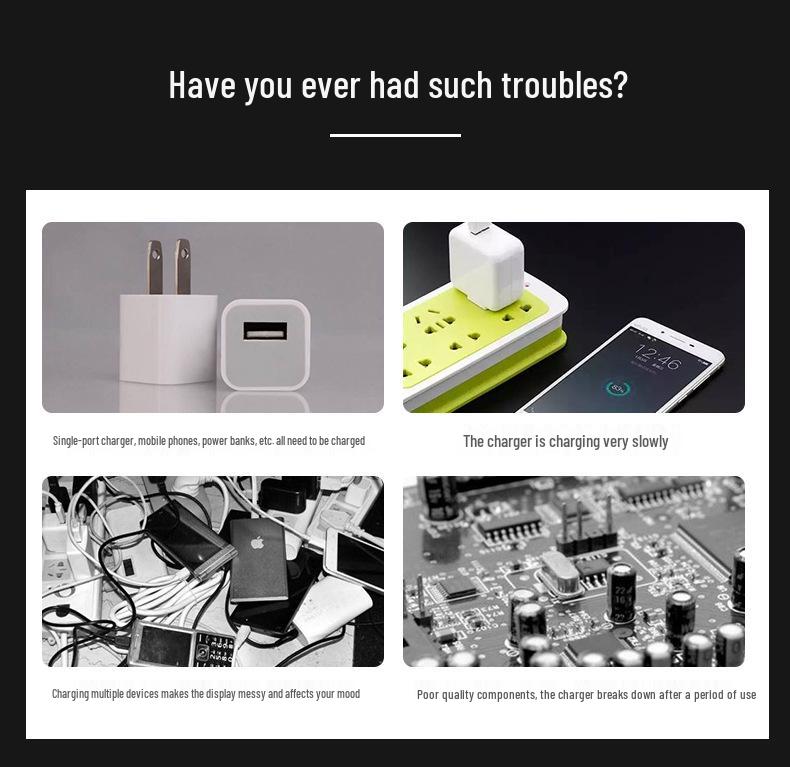 USB-разветвитель с 10 портами для быстрой зарядки, 5V2.4A с PD