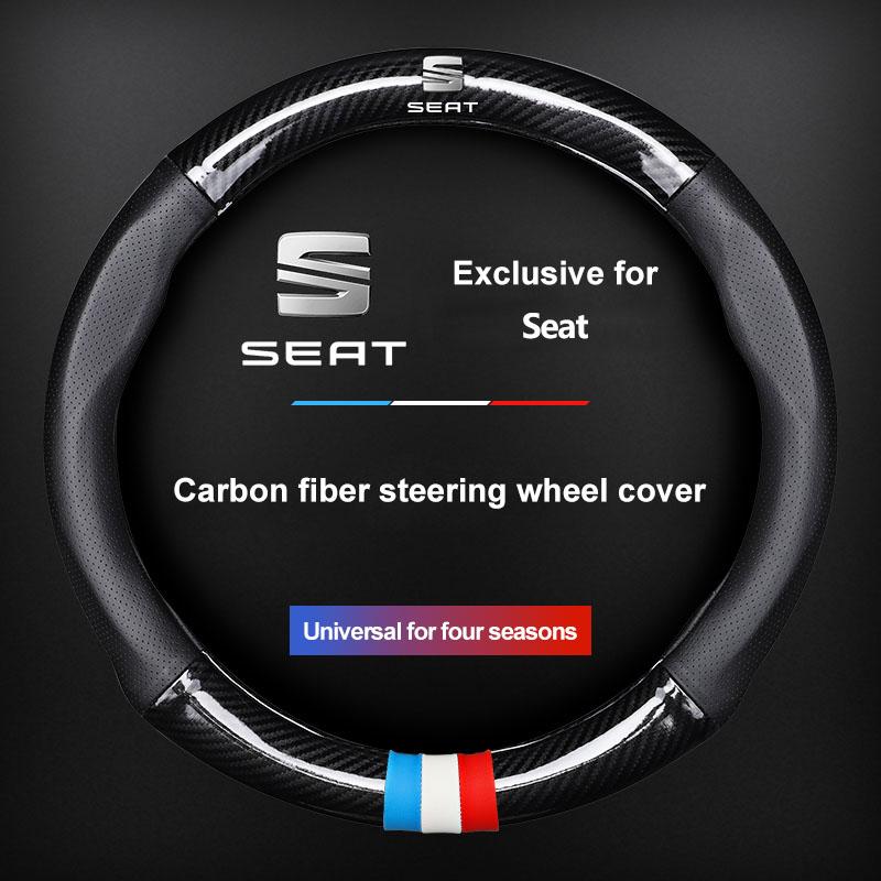 Кожаная накладка на руль из углеродного волокна Эмблема Автомобильные аксессуары для SEAT Leon FR 5 6 MII Altea 5F Ibiza Toledo Cordoba Alhambra MK3