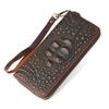 2025 New Men's Crazy Horse Leather Wallet Genuine Cowhide Crocodile Embossed Clutch Bag with Phone Holder & Zipper for Singapore