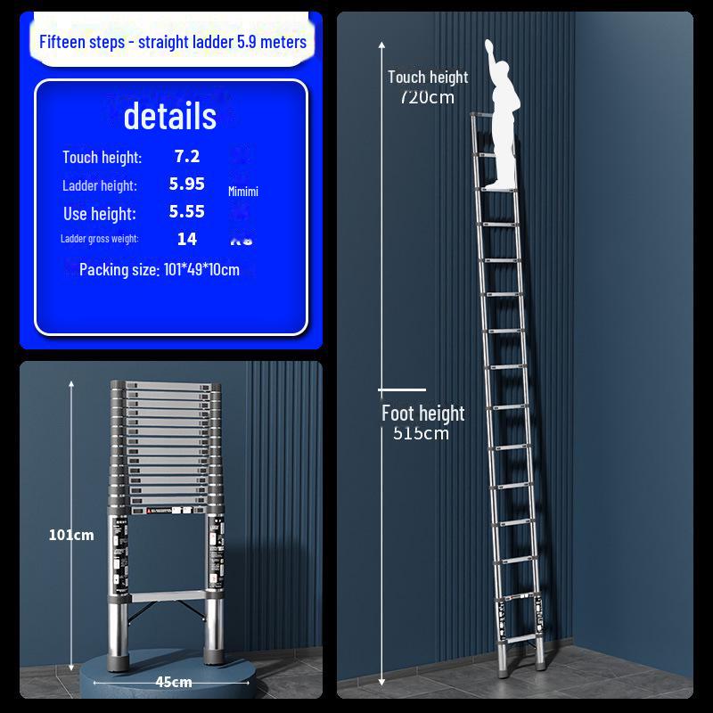 Многофункциональная складная телескопическая лестница из нержавеющей стали