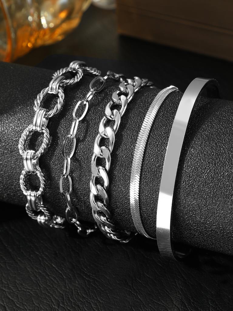 Stainless Steel Zircon Set Five Bracelets Set Classic Ornate Design Zircon Set  For Women Zircon Fashion New Products Gifts