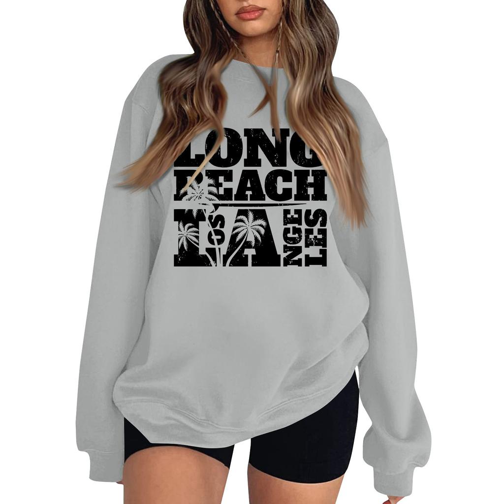 Женская повседневная модная блузка с длинным рукавом и круглым вырезом с принтом и пуловером