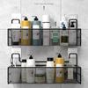 Black Wall-mounted Bathroom Shelf Shower Shampoo Rack Toilet Accessories Kitchen Free Punch Condiment Storage Basket