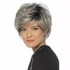 Ladies' Short Hair Temperament Mixed Color Wig Black Gradient Gray Texture Short Curly Hair Headband