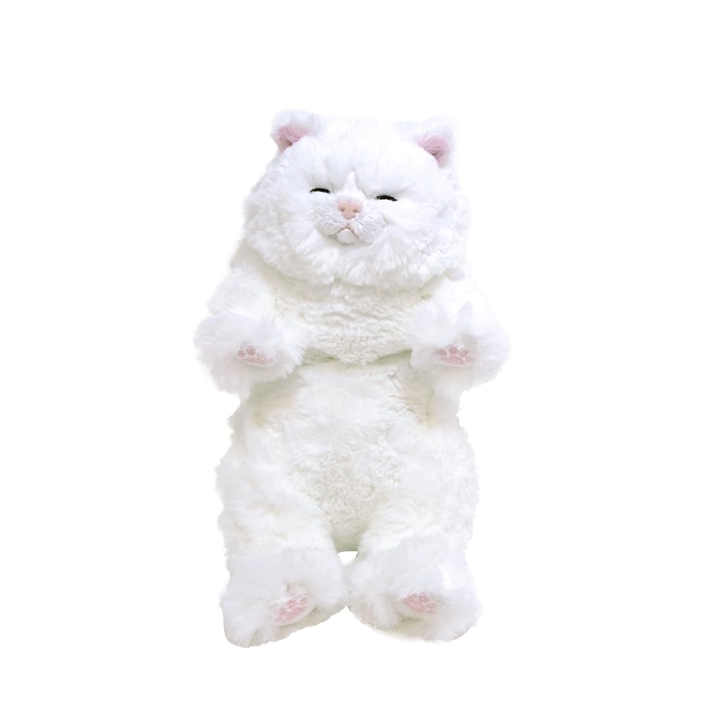 SunLemon Sleeping Lap Cat, Small, Persian, White, 15 x 12 x 34 cm, Plush Animal, Cute Cat, P-1593