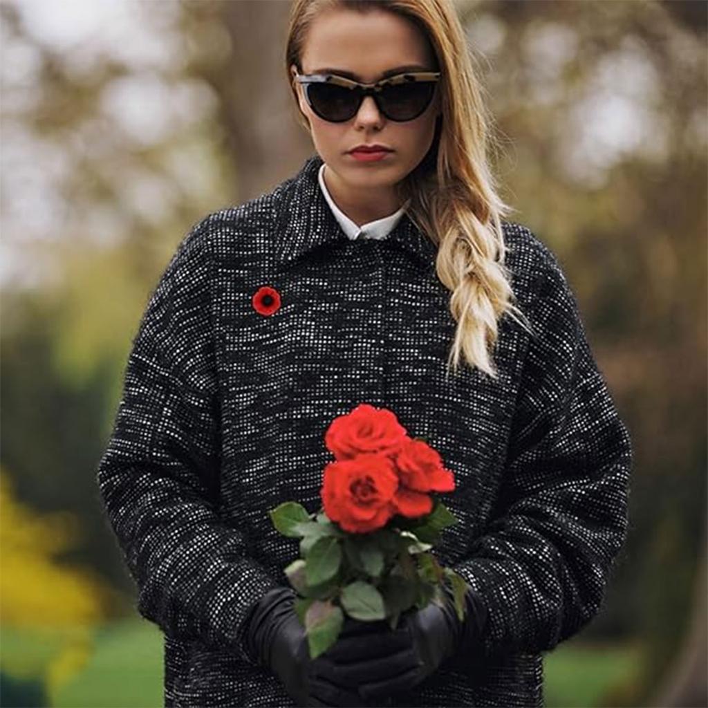 10pcs Elegant Poppy Shaped Brooch Stylish Flower Breastpin Remembrance Day Lapel Pins for Women Girls Memorial Day Gift