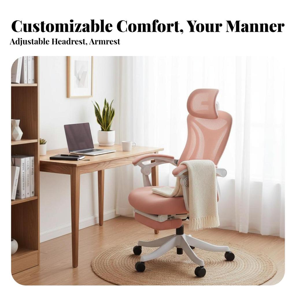 Ergonomic Reclining Chair with Footrest cradle Computer Seat 360-Degree rotate 350lbs Weight Capacity for telecommuting Workers