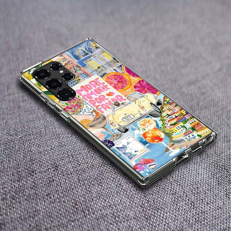 Seaside Scenery Wine Lemon Phone Case For Samsung Galaxy S24 S23 S21 S20 FE S22 S26 Ultra S25 Edge S10 Plus Cover Clear TPU Capa