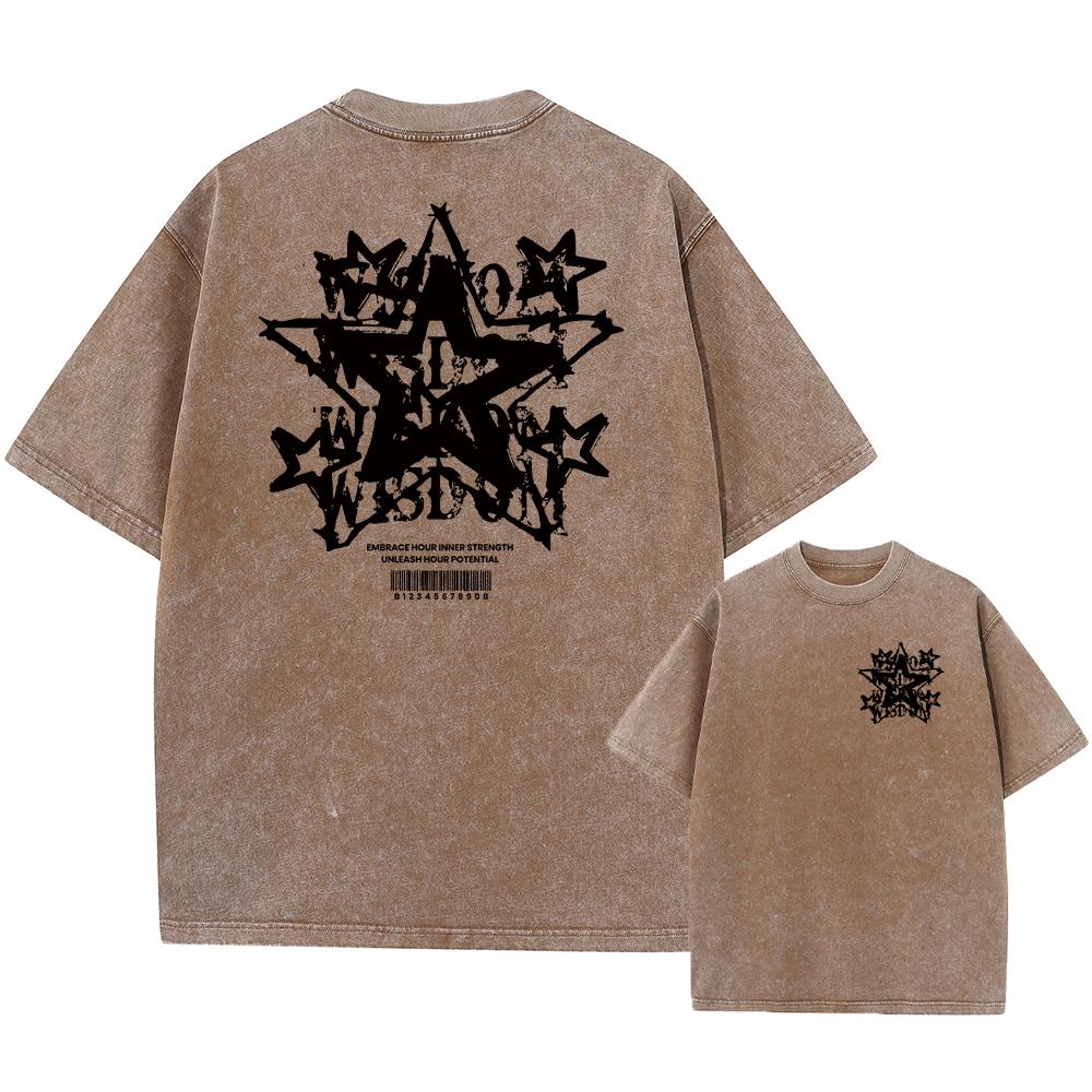 Мужская стираная футболка с винтажным принтом в стиле ретро-панк, повседневная футболка Harajuku из хлопка с коротким рукавом, с эффектом кислотной стирки, верхняя часть