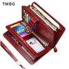 Fashion Hollow Genuine Leather Long Women Wallets RFID Locking Female Large Coin Purse Smooth Zipper Ladies Wristlet Clutch Bag for Mother's Day Gifts
