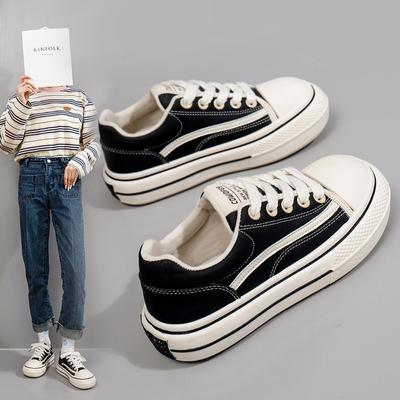 Женские повседневные кроссовки, уличные противоскользящие кроссовки из искусственной кожи, низкие плоские кроссовки на шнуровке, прогулочная обувь для женщин, спортивная обувь для скейтбординга