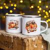 Just A Girl Who Loves Autumn Printed Enamel Cup with Pumpkin Pattern Milk Coffee Cup Autumn Handle Cup