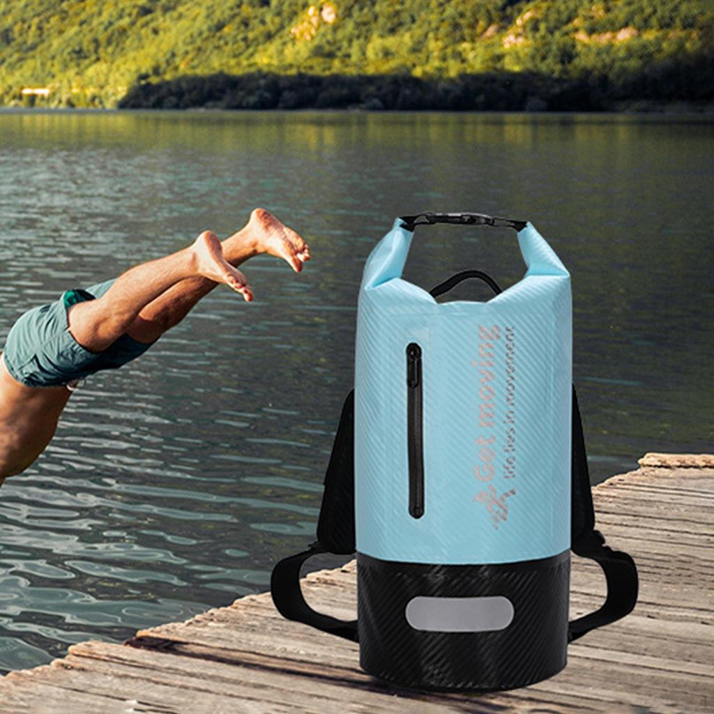 Dry Bag 10L Comfortable Sturdy W Clear Compartment Float Backpack Waterproof for Camping Fishing