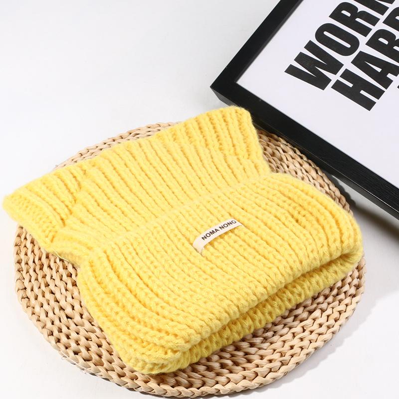 Japanese Cat Ear Wool Hat for Women In Autumn and Winter Warm Cute Knitted Hat Korean Version Versatile Cold Pullover Cold Hat