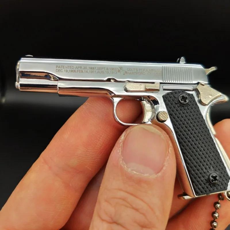 1:3 Металлический Золотой M1911 Colt Игрушечный Пистолет Модель Поддельный Пистолет Мини Сплав Брелок Выглядит Реалистично Коллекция Pubg Реквизит Подарок на День Рождения Подвеска для Мальчика