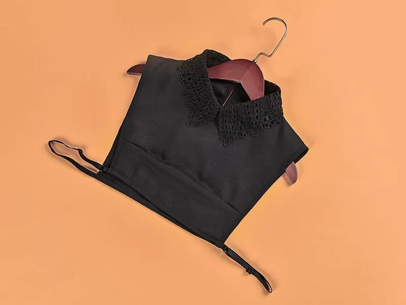 Elegant Women Hollow Out Floral Lace Fake Collar White Ladies Detachable Lapel Half Shirt Blouse Tops Female False Collars