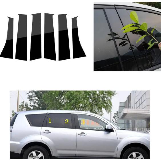 Для Mitsubishi Outlander 6 шт. Накладки на стойки дверей и окон автомобиля Наклейка 2006 2007 2008 2009 2010 2011 2012