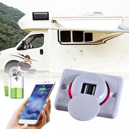 Двойное USB гнездо для автомобильного зарядного устройства 3.1A Розетка питания Двухпортовый адаптер для быстрой автомобильной зарядки со светодиодным индикатором 12В-24В Станция быстрой зарядки для телефонов, планшетов