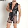 Летняя мужская домашняя одежда, кожаные прозрачные комбинезоны