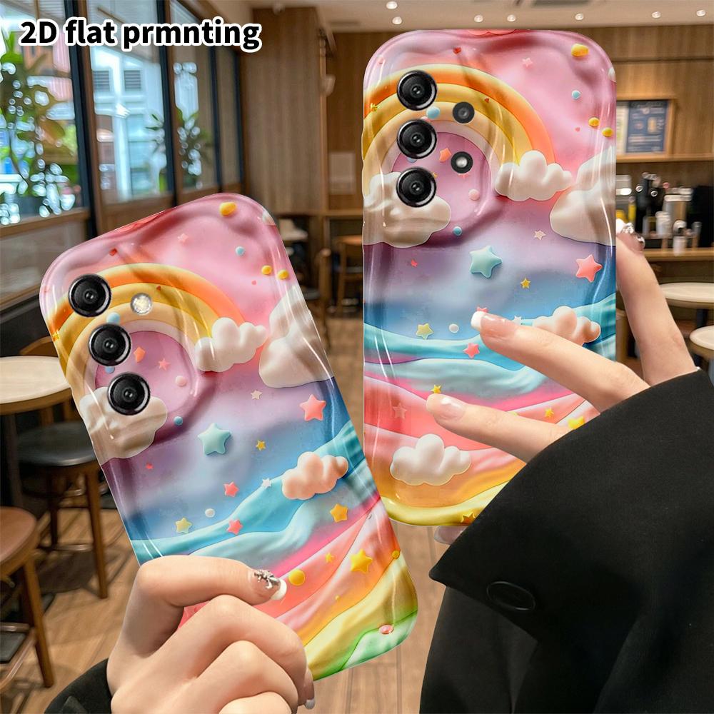 Phone Case: 2D Flat Samsung Galaxy A34 A35 M05 M06 S20 S22 S21 FE Plus 5G Protective Case, Rainbow Cloud Sea, Christmas and Halloween Gifts
